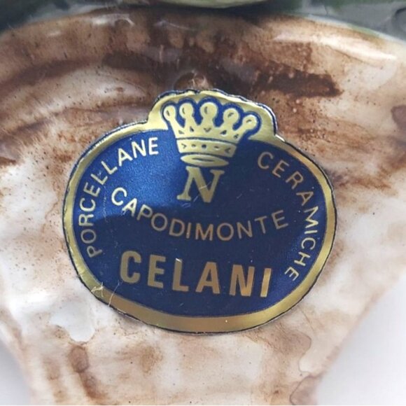 Vintage Capodimonte Porcelain Floral Twisted Handle Basket Lillies Celani Italy - Picture 6 of 7